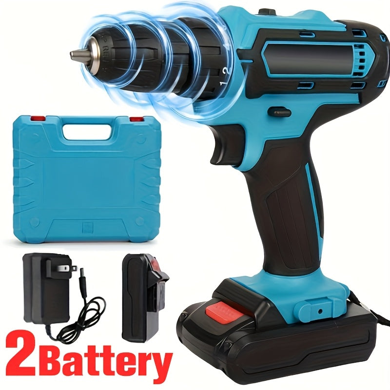 TEMU Rechargeable Drill Lithium Drill, 36vf Electric Screwdriver Power Tools Hand Drill Pack, Us , Comes With 2 Batteries, Charger, Screwdriver And