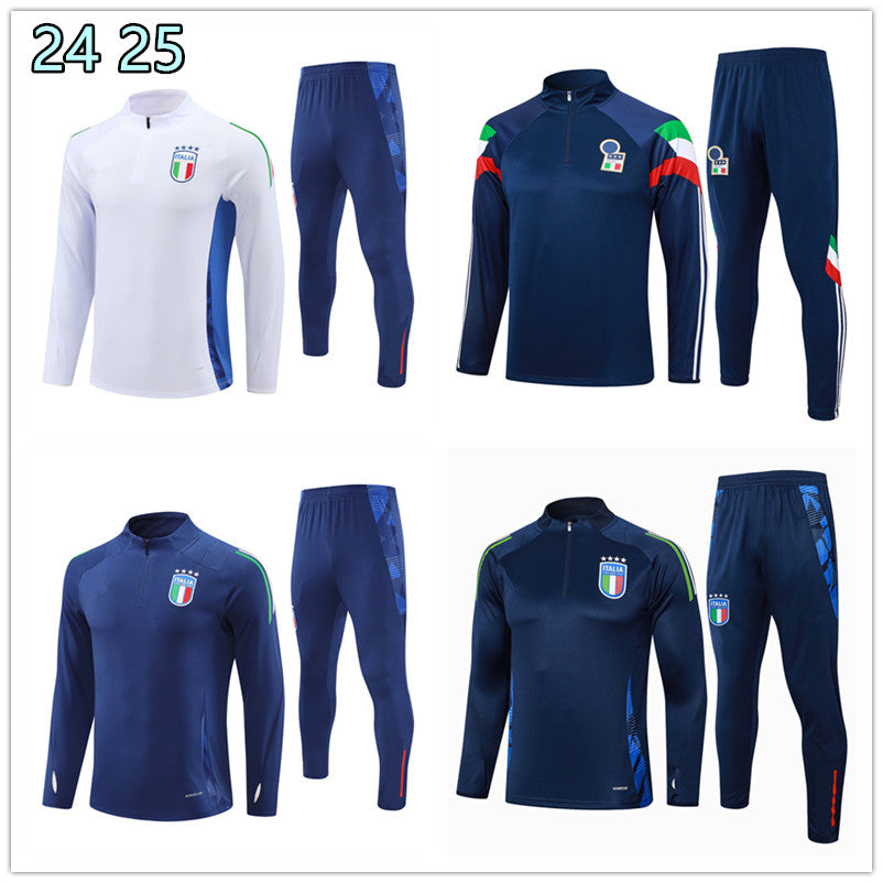 24 25 NEW Adult Tracksuits Italian 2024 2025 CHIESA national team football shirt Fans Half Zipper Men and kids Games Jerseys Football sportswear Kit