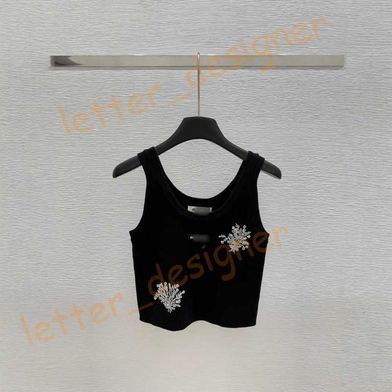 Designer Women&#039;s Tanks & Camis mirror quality tanks top 25 Summer New Sequin Flower Round Neck Knitted Vest Top for Women YQI0