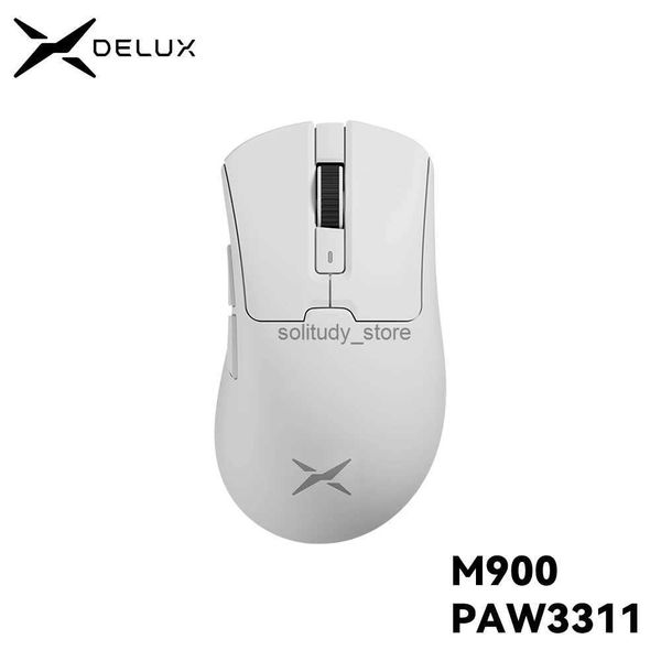 Mice Delux M900 Wireless Gaming Mouse Ergonomic PAW3311 63g Magnetic RGB Charging Dock for Right Big Hand PC Gamer Q240613