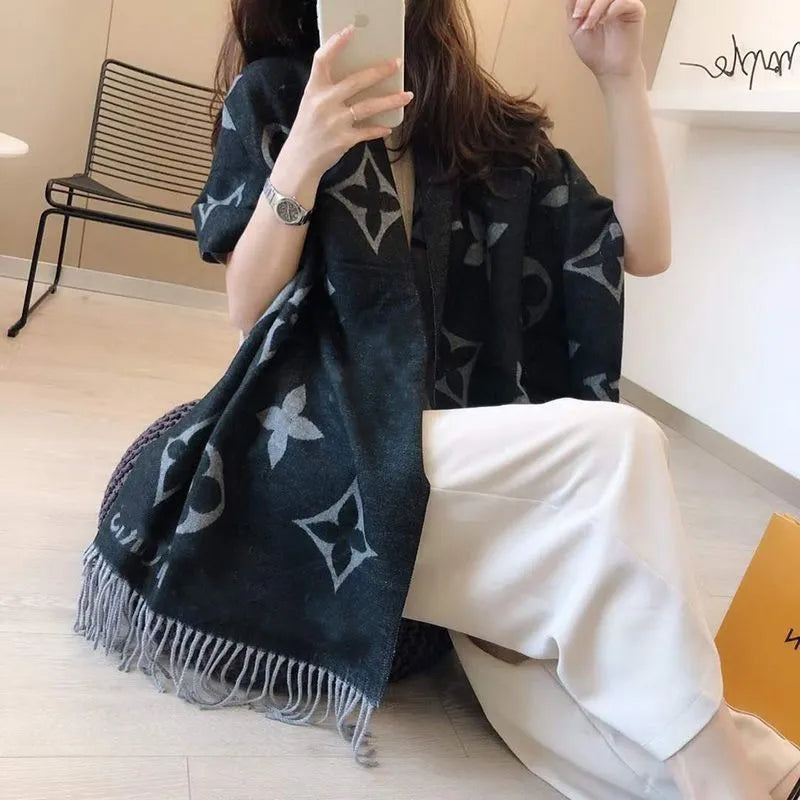 party festival New V Scarf Cashmere Thick Shawl Women Long Winter Wram Pashmina Wraps Hijab with Tassel Bufanda Foulard 2024