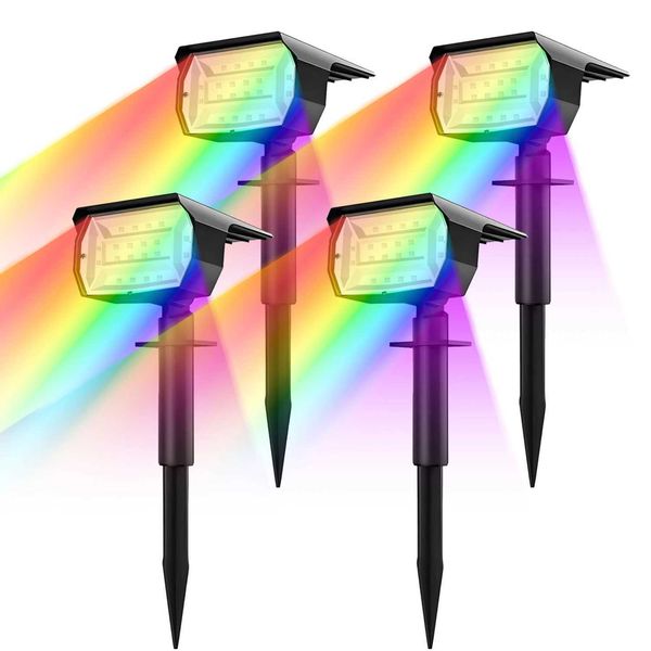 20LED RGB Outdoor Landscape Spotlight Color Change 2-in-1 Wireless Waterproof Solar Wall Light Courtyard Garden X241102