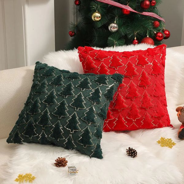 Plush Decorative Cushion Cover Soft Home Decor Christmas Living Room Sofa Throw Pillow Embroidered Pillowcase 45x45 30x50 241213