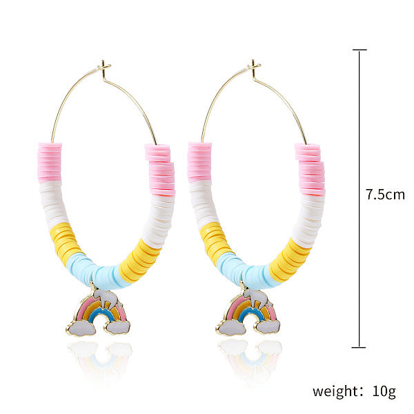 Bohemia Style Colorful Clay Beads Hoop Earrings