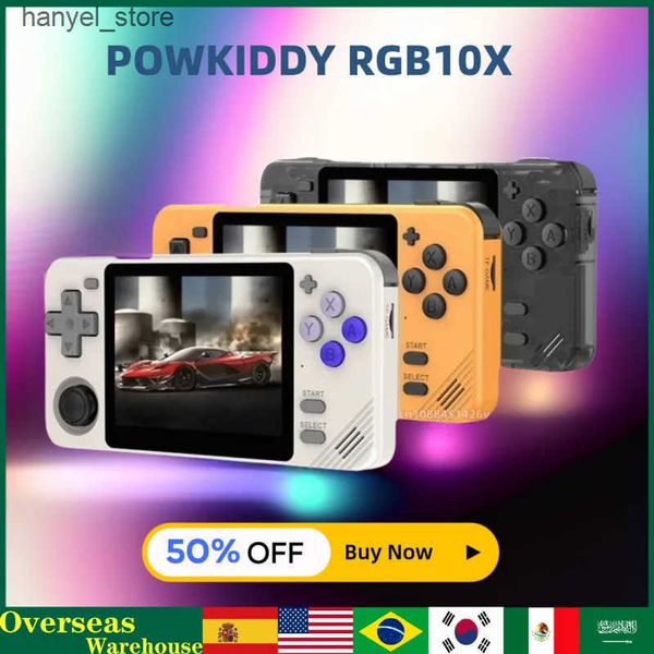 Portable Game Players POWKIDDY RGB10X Retro Handheld Game Console 3.5-inch 4 3 OpendingLinux Portable Video Game Player 128g Gifti Screen Rk