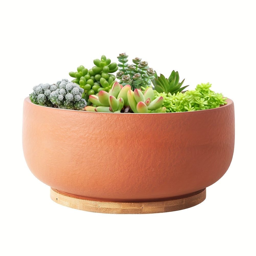 TEMU 8 Inch Terracotta Flower Pots For Indoor-outdoor Use - Bonsai Planters With Drainage Holes, Ideal For Succulents-herbs, Garden Plants & Home