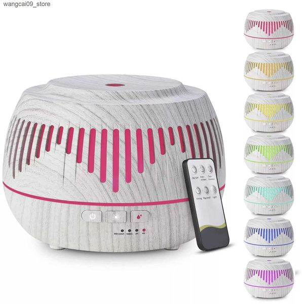 Humidifiers Home Room Ultrasonic Air Humidifier Remote Control Aromatherapy Essential Oil Diffuser with 7 Color Changing LED Light 500ml J24