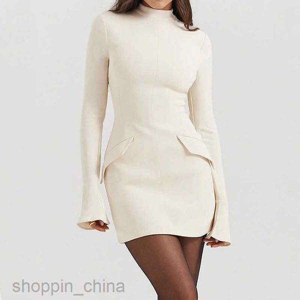 Basic Casual Women Dresses Fashion Women's Summer New Long sleeved Slim Fit Solid Color Short Dress
