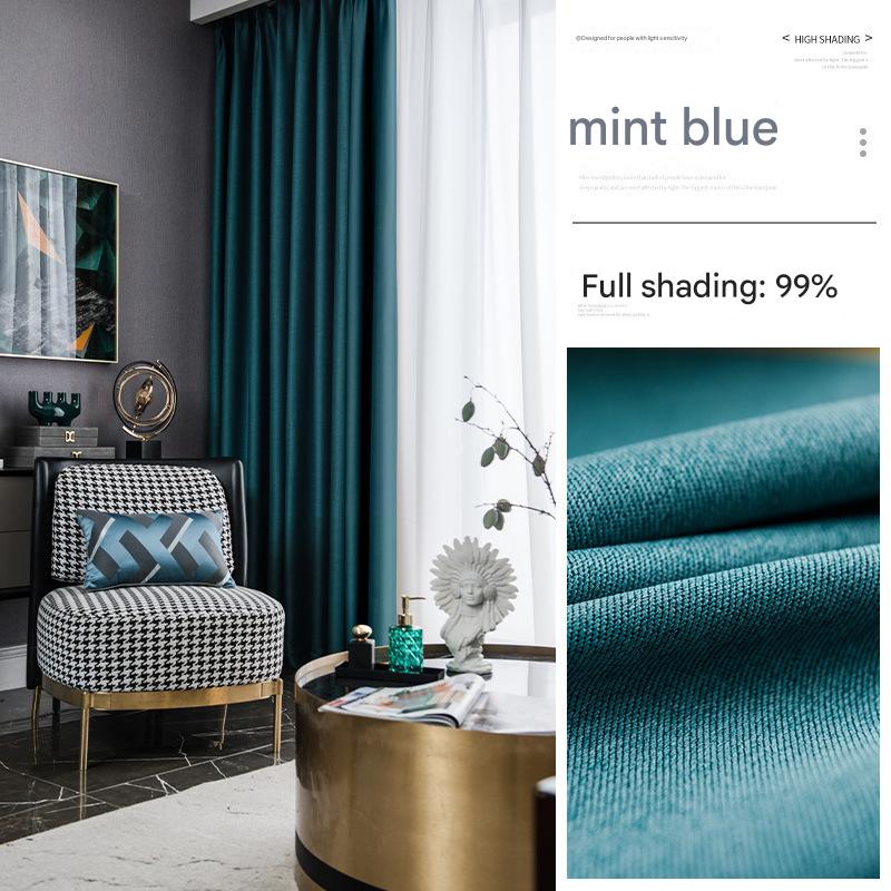 YL-36751 bedroom full blackout curtain new living room thick sunscreen bay window cloth rental house light luxury