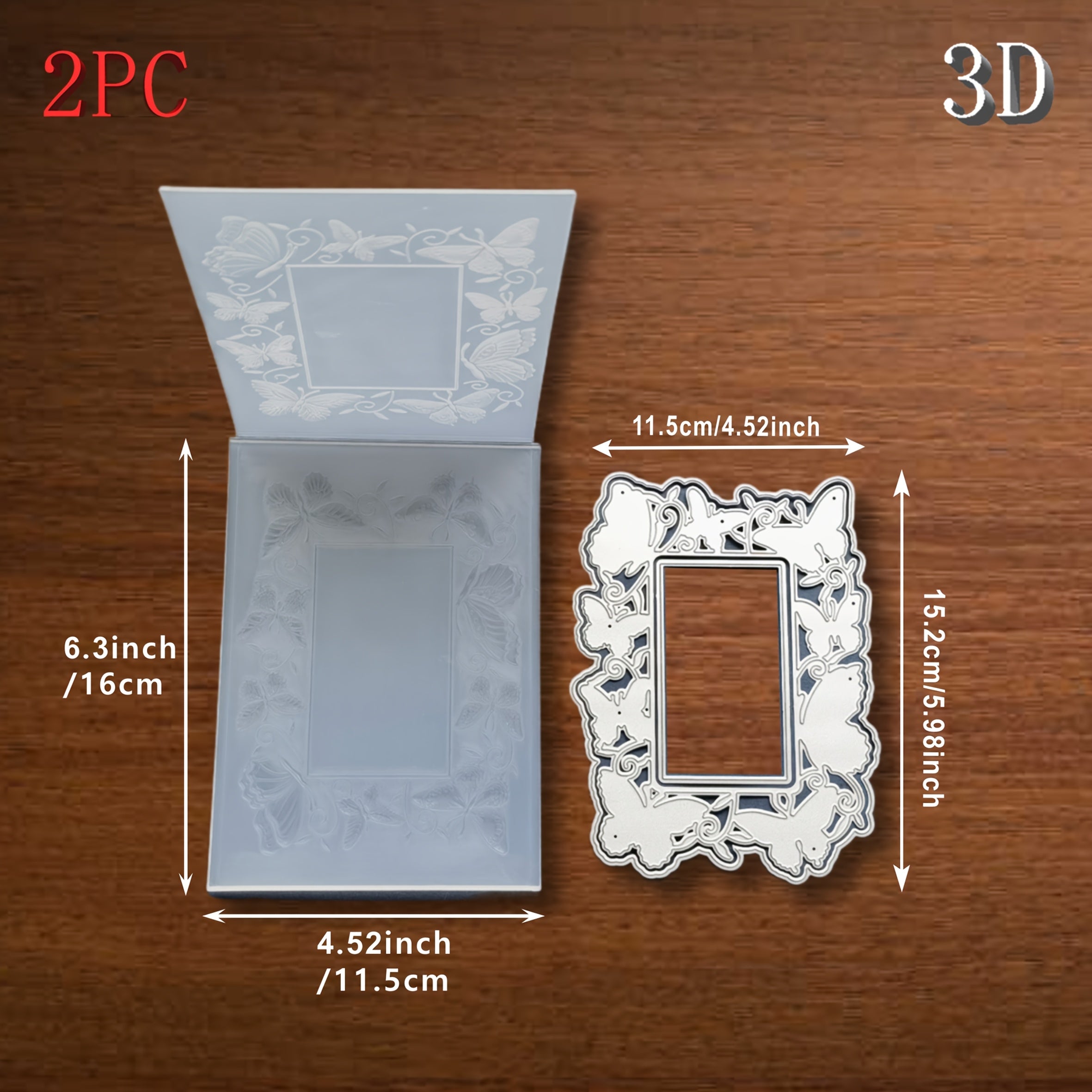 TEMU 2pcs Set 3d Embossing Folders & Metal Die-cut Templates - -inspired With Layered Borders, Ornate Patterns For Diy Card Making, Scrapbooking,