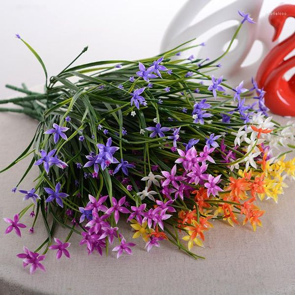 Decorative wers Green Grass Plants Orchid Artificial wer Colorful Babysbreath Bouquet