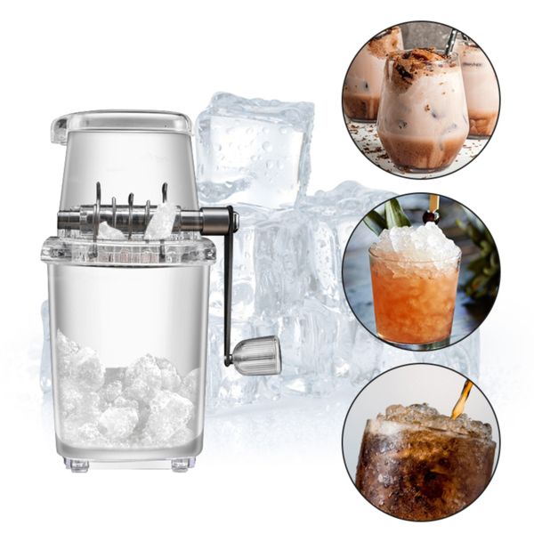 Ice Cream Tools Manual Crusher Hand Crank Snow Cone Portable Household Kitchen Blender Camping Drink Maker Shaver Tool Clear 230410