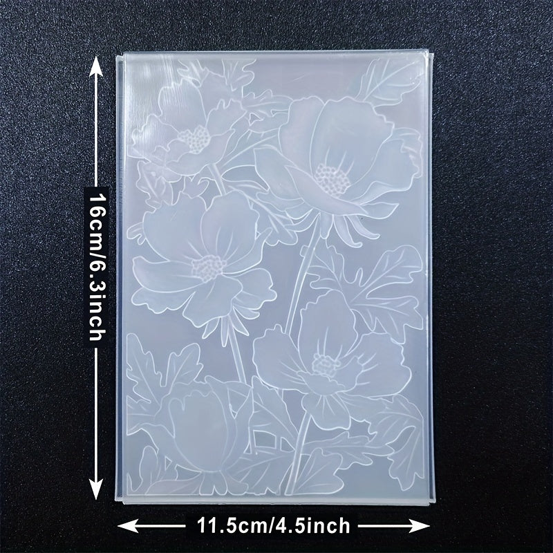 TEMU 3d Flower Bouquet Embossing Folder Set, Plastic Transparent Floral Pattern Crafting Folders For Card Making & Scrapbooking - Design