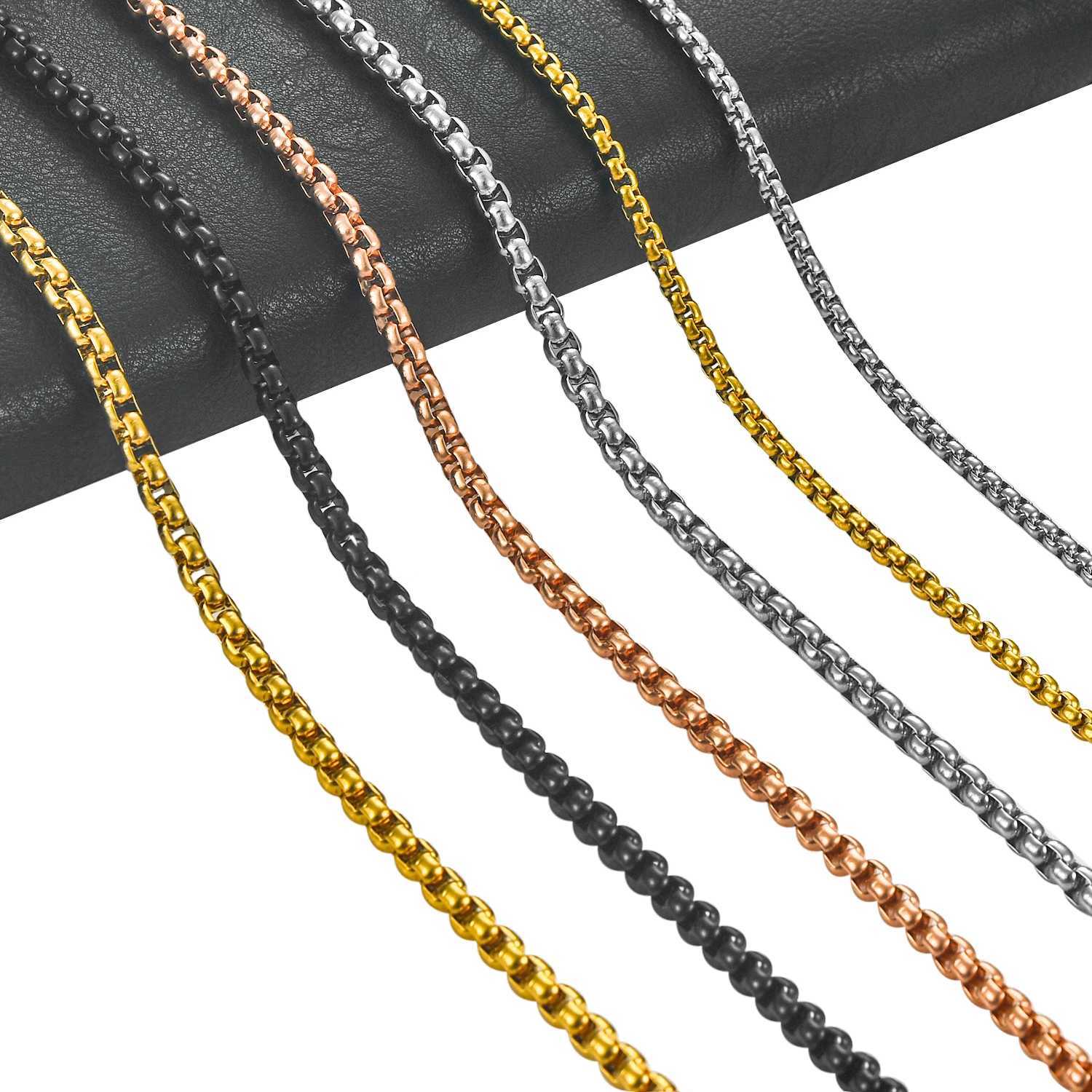 2-3-4-5mm Mens Jewelry Accessories Box Chain Stainless Steel Necklace Choker for DIY Pendant Women Gift StatementX240919