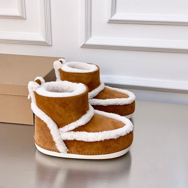 24 Luxury Snow Boots Designer Ankle Boot Fluffy Short Boot chain Woman man Boot flat Heels 3cm Platform Heels Suede cowhide Knight Boots Mid