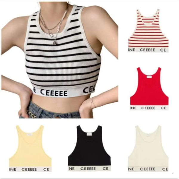 CE Trendy Womens Designer Tanks Camis 2024 Line Summer Popular Brand Solid Color Striped Letter Embroidered Tank Top Shirt Tees