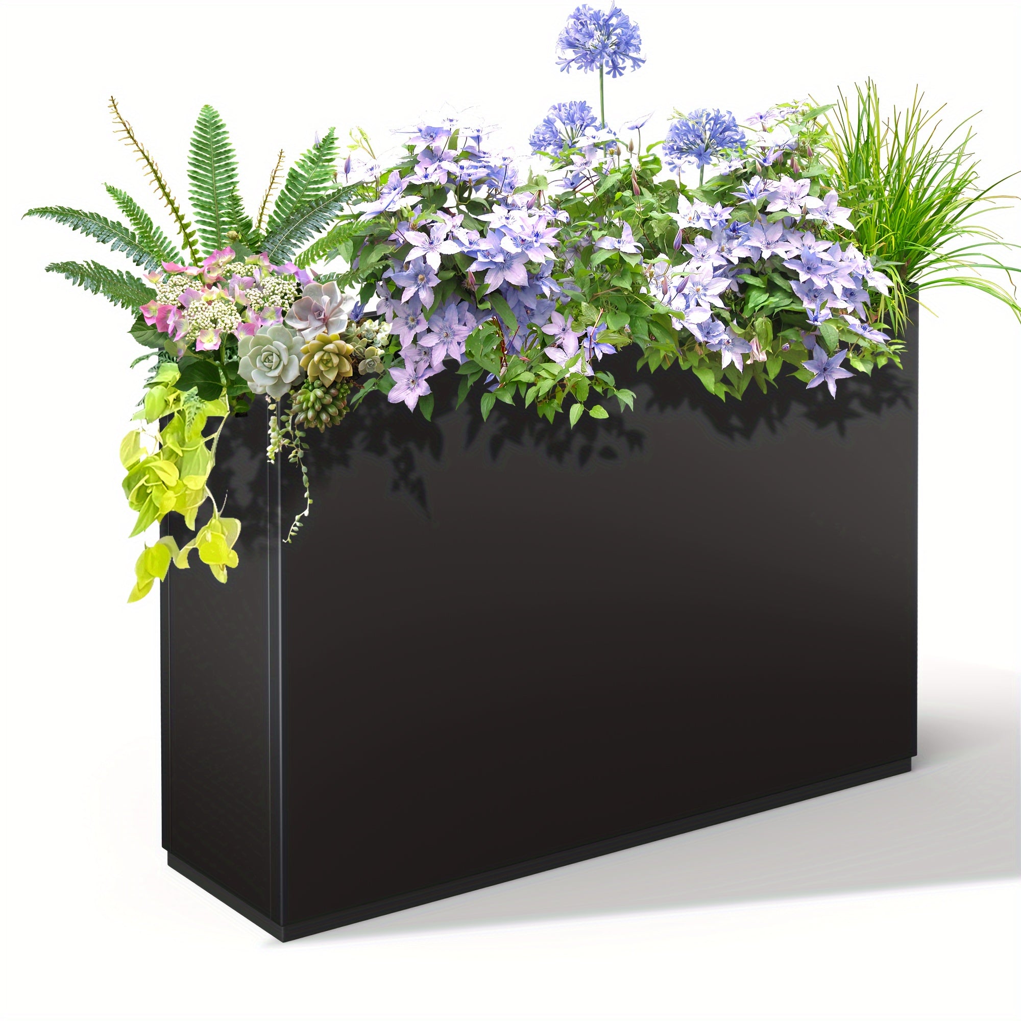TEMU Metal Rectangular Planter Large Planters For Outdoor Plants, Tall Outdoor Planter With Drainage Hole, Large Outdoor Planters For Patio Garden
