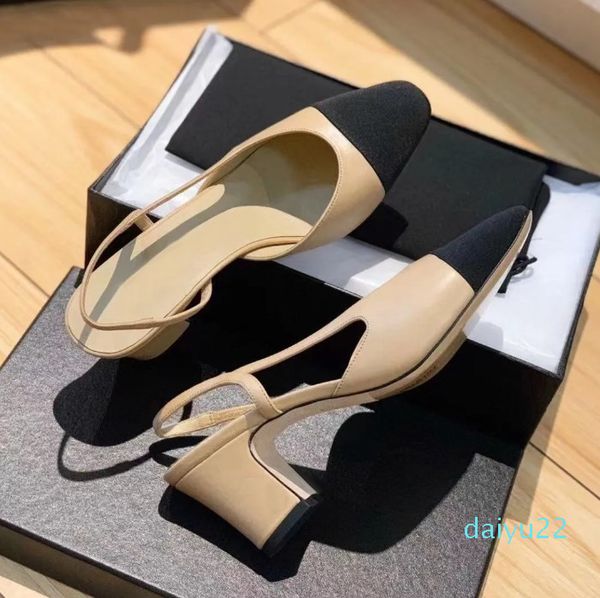 Summer Beach Sandals shoes Casual leather shoes Belt buckle Thick heel Heels Baotou lady Flat Work Women Dress SHoes 2024