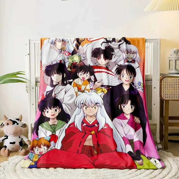 1 PC Inuyasha blanket - Lightweight Flannel Throw for sofas travel camping living rooms offices chairs and bedsXJ240813