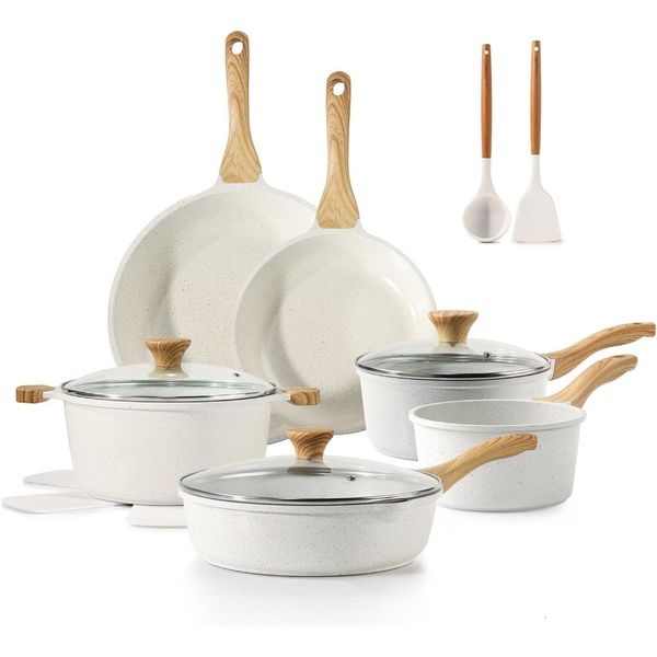 Nonstick Ceramic Cookware 16-Piece, Healthy Pots And Pans Set, Non-Toxic Kitchen Cooking Set With Stay-Cool Handles