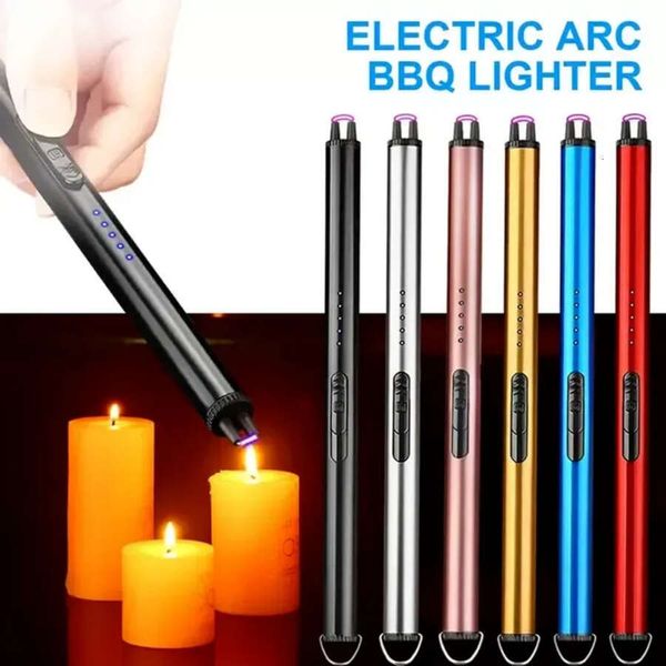 Kitchen Windproof Flameless Electric Arc BBQ Candle Igniter Plasma Ignition For Outdoor Candles Gas Stove USB Rechargeable Lighter With Safe