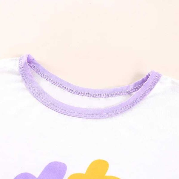Clothing Sets New 2024 Girls Spring Summer Thin Pajamas Cute Cartoon Flower Long Sleeve T-shirt Tops with Pants Baby Sleepwear Clothing Sets