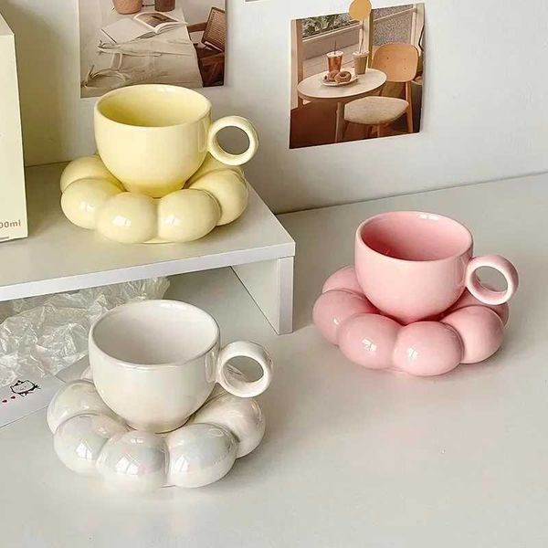 6 oz Suower coffee g aesthetic ceramic cloud cup decoration sauce afternoon tea water cup decoration He g beverage Y241211