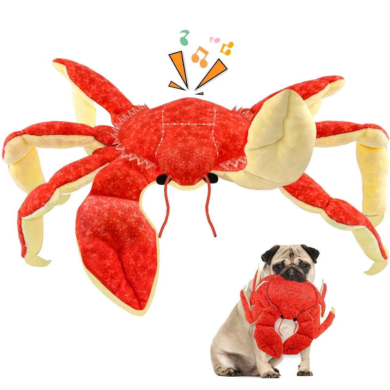 TEMU Crab Plush Dog Toy, Pet Squeaky Chew Toys For Small Medium Large Breeds, Calming And Entertaining Companion