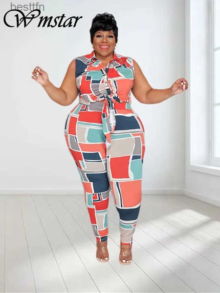 Women&#039;s Plus Size Tracksuits Wmstar Plus Size Two Piece Sets Women Clothing Patchwork Sleless Top Leggings Csual Matching Outfits Whole