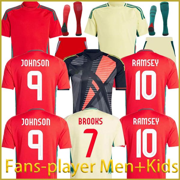 2024 Wales soccer jerseys JAMES BALE 24 25new Welsh football shirts JOHNSON N.WILLIAMS RODON T.ROBERTS CABANGO LEVITT MOORE THOMAS Men woman