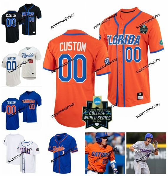 Florida Gators Baseball Jersey, Customized with Player Names and Numbers, Orange and Royal Blue, College World Series