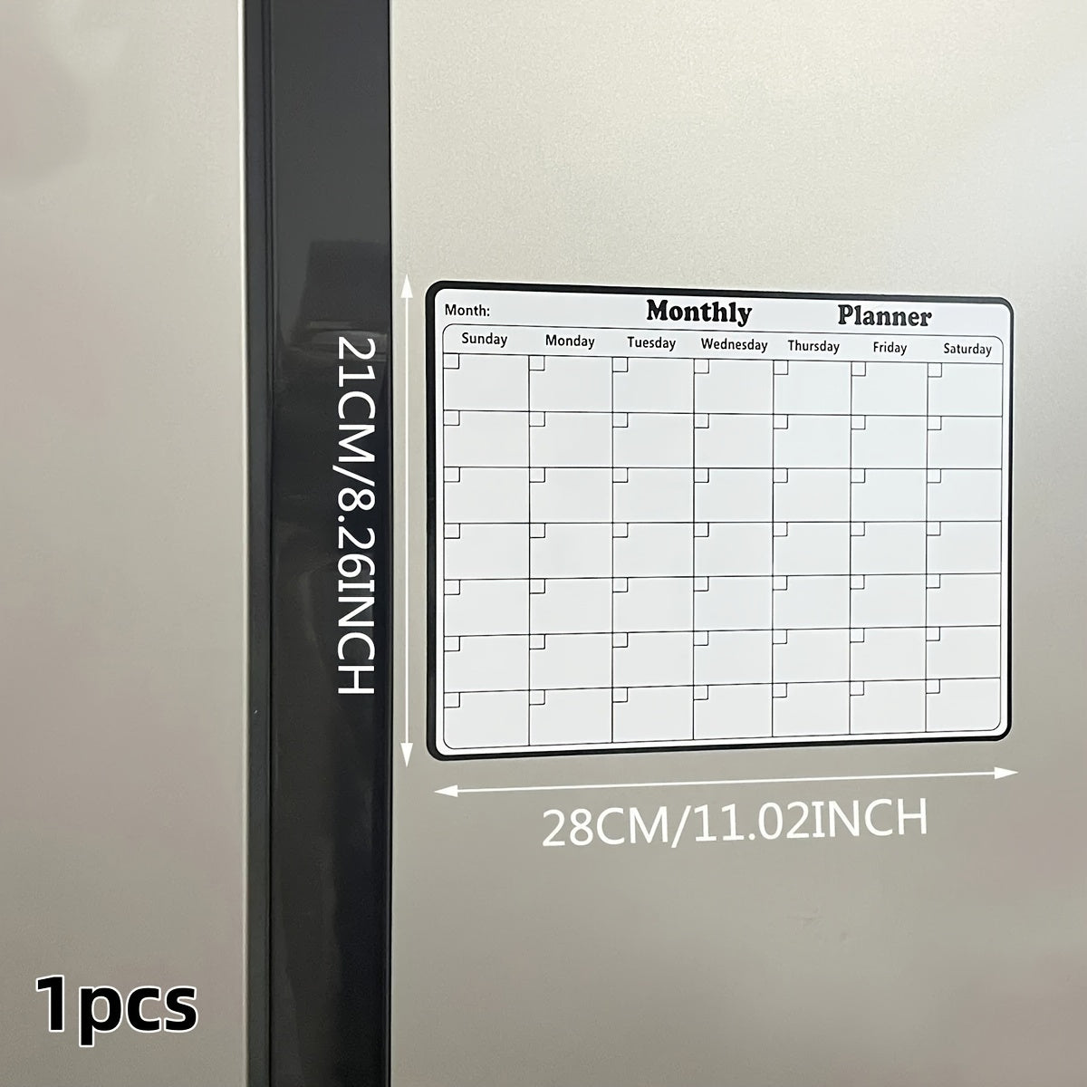 TEMU Flexible Magnetic Monthly Planning Board With Dry Erase Surface, English Language Rubber Calendar For Refrigerator, Wall, Or Office Use - 1pc,