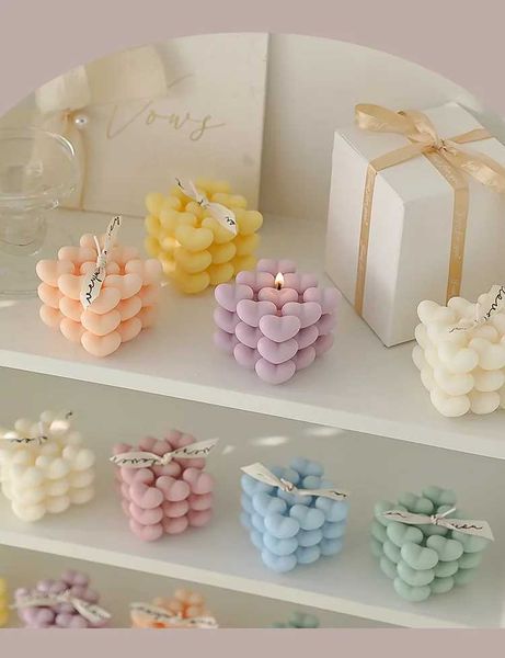 Love Candle Lover Gift Heart shaped Magic Cube Mothers Day Aromatherapy Gift Wedding Gift for Guests Candles Home Decoration CL240907