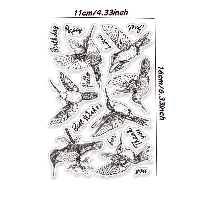 TEMU 1pc Hummingbird Silicone Stamp For Diy Scrapbooking, , Card Making, And Painting - Transparent, Chemical-free, Ideal For Crafting And Art