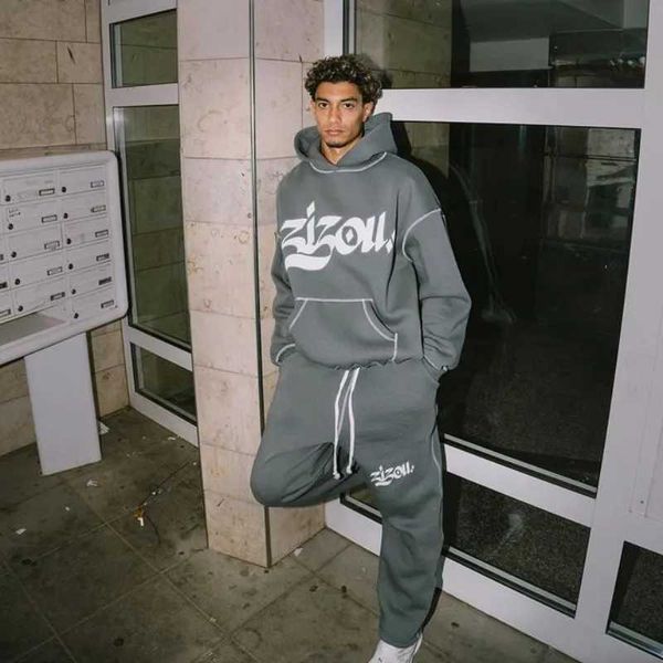 Men's Tracksuits Capuz Capuz Letter Impresso Gothic Punk Camiseta feminina Capuz do capuz Sports Zipper Long Slve Super Big Hoodie Y2K Jaque