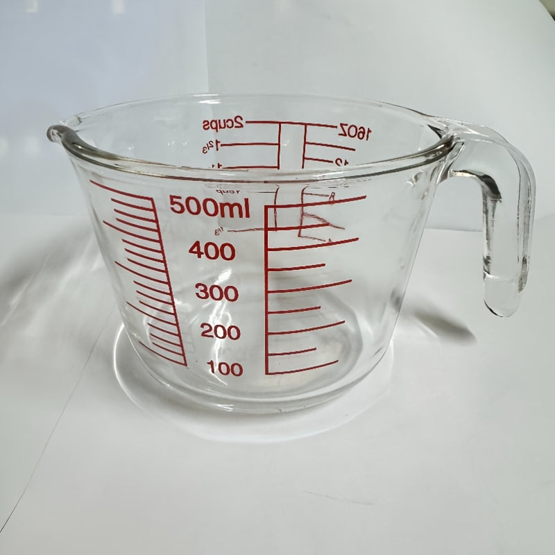 TEMU Glass Measuring Cup With Scale And Handle, Microwave Safe, Heat Resistant, Ideal For Baking, Cooking, And Kitchen Use - Precise Measurements,