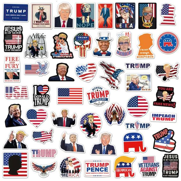 Decoração de festa DIY adesivos de carros famosos EUA Presidente Trump Decalques de graffiti para LAGE COPA COPAÇÃO DA COPA DE LAGAScooter