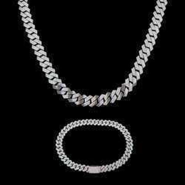 Pendant Necklaces classic JWY Hip Hop 925 Sterling Silver Moissanite Jewelry 15mm VVs Moissanite Cuban Link Chain Choker Necklaces for Men x