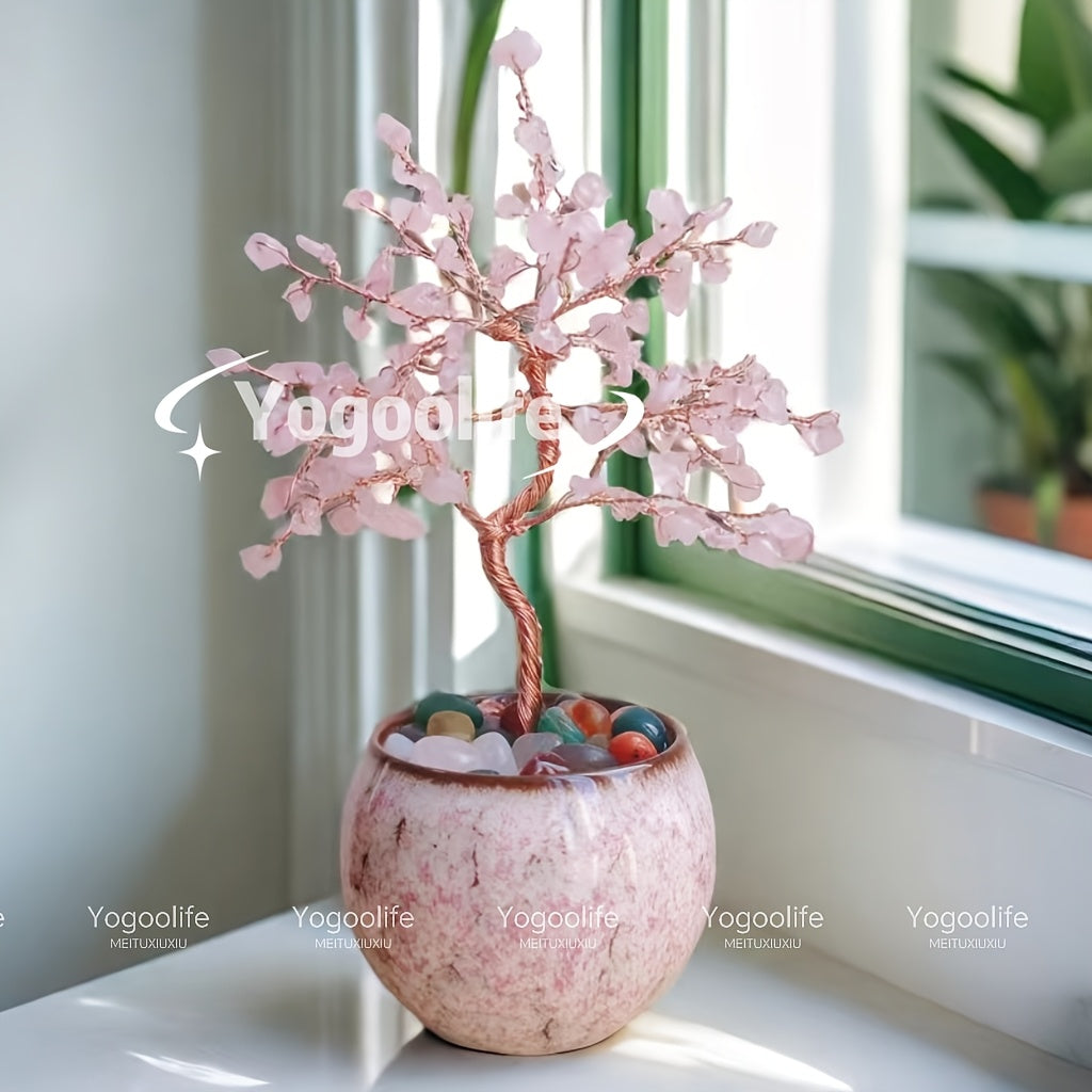 TEMU Crystal Christmas Tree With Ceramic Base - 7-inch Tall Colorful Desktop Ornament For Home Office Decor, Birthday Gift, Valentine's Thanksgiving