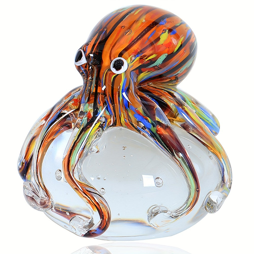 TEMU Hand Blown Glass Octopus Figurine Ornament, Sea Animal Ornament For Fish Aquarium, Collection For Birthday Gift, Glass Office Paperweight For