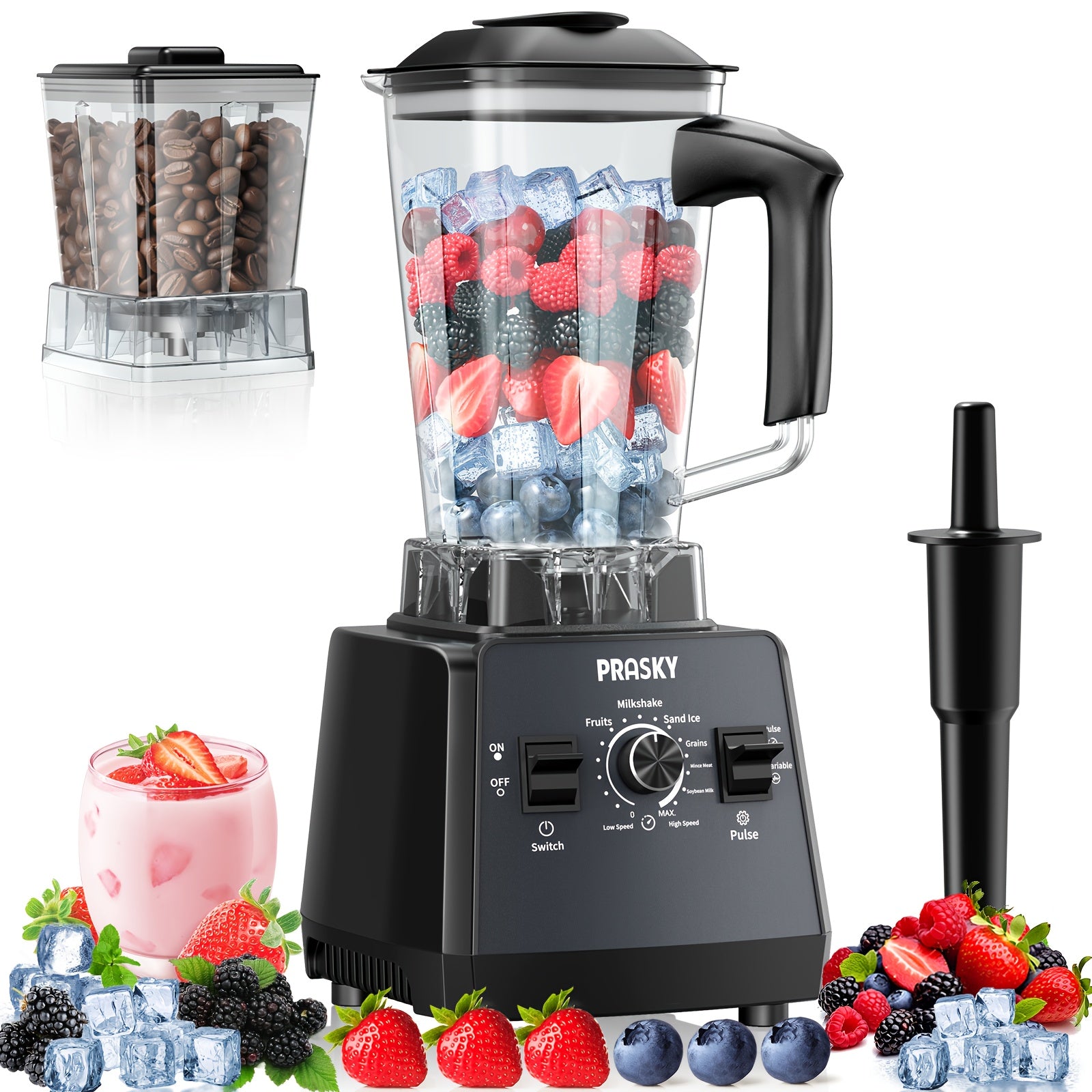 TEMU Food Processor Professional Blender, Smoothies Blender, Max.2400w Blender And Grinder Combo 25000rpm Powerful Blenders Kitchen 68oz 2 Containers