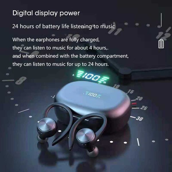 New TWS R200 Bluetooth Headphones Wireless Stereo Earphones Sports Wireless Earbuds Ear Hook Waterproof Headset with MicrophoneCL240801