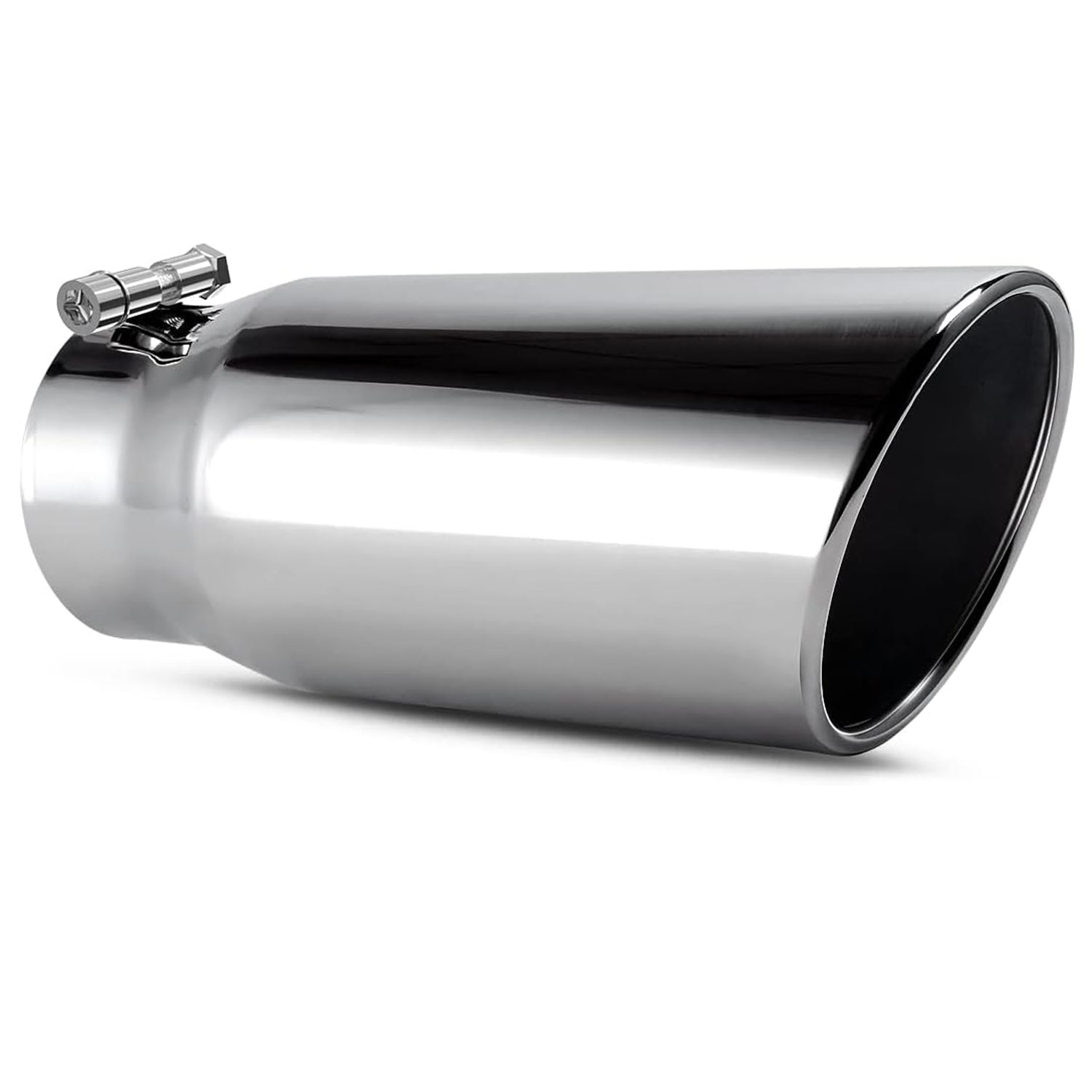 YITAMOTOR 4 Inch Inlet Exhaust Tip for 4 Inch Outside Diameter Tailpipe, 4" Inlet 5" Outlet 12" Long Stainless Steel Professional Exhaust Tail Tip