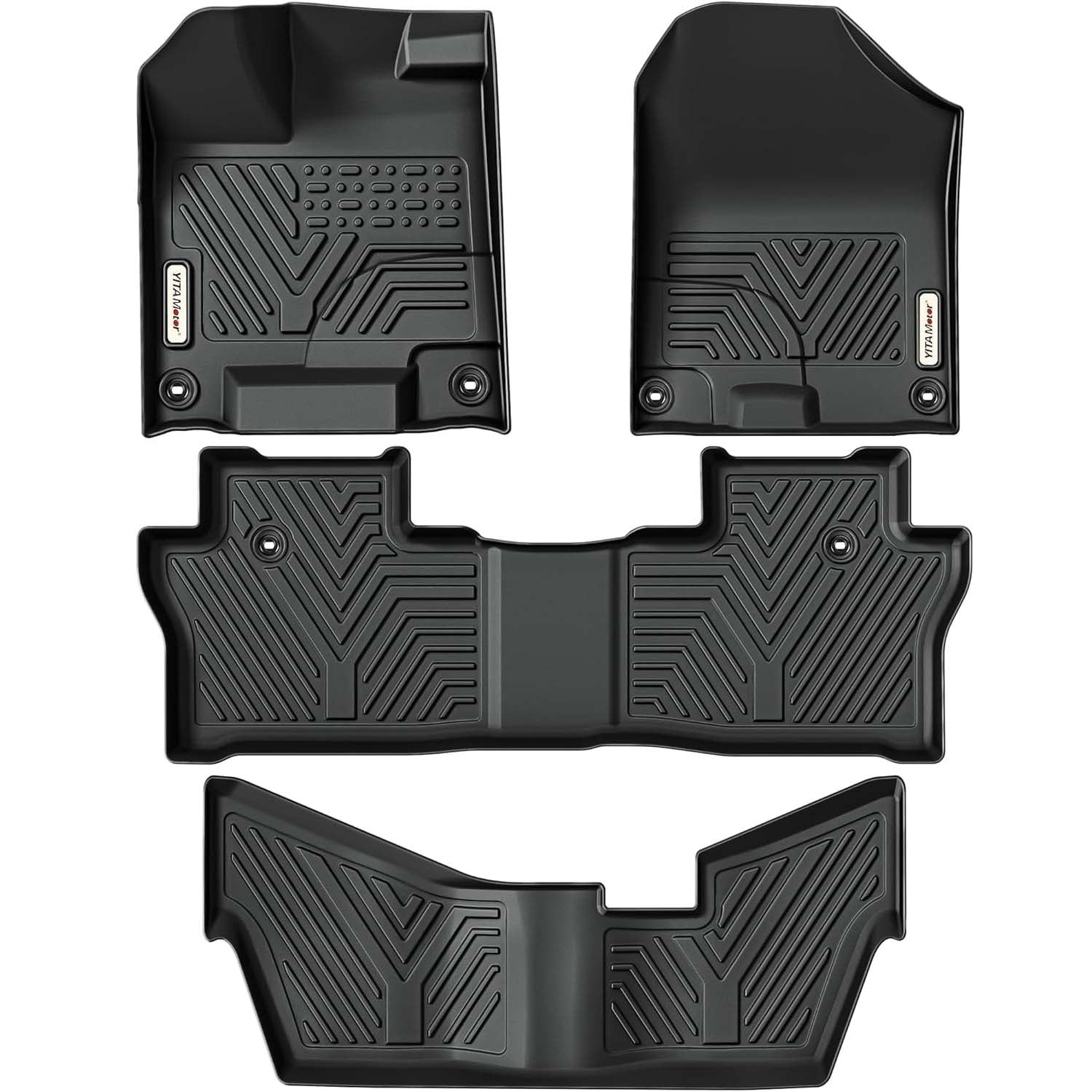 Custom Fit All-Weather Floor Mats for 2016-2022 Honda Pilot (8-Passenger) - 3-Row TPE Liners Set | Heavy-Duty Protection