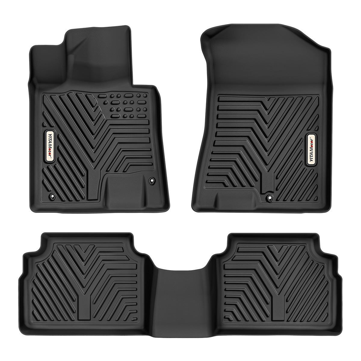Black 1st & 2nd Row Floor Mats for 2020-2025 Hyundai Sonata - 2021-2025 Kia K5 (FWD Models Only)