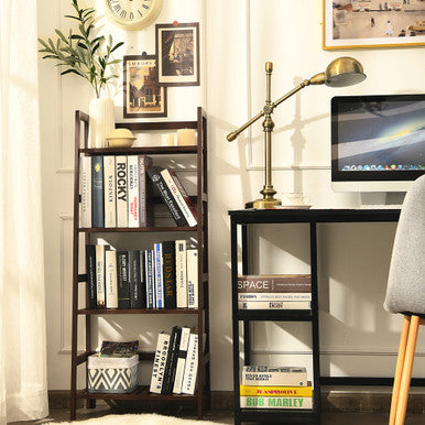 4-Tier Bamboo Ladder Shelf Display Stand