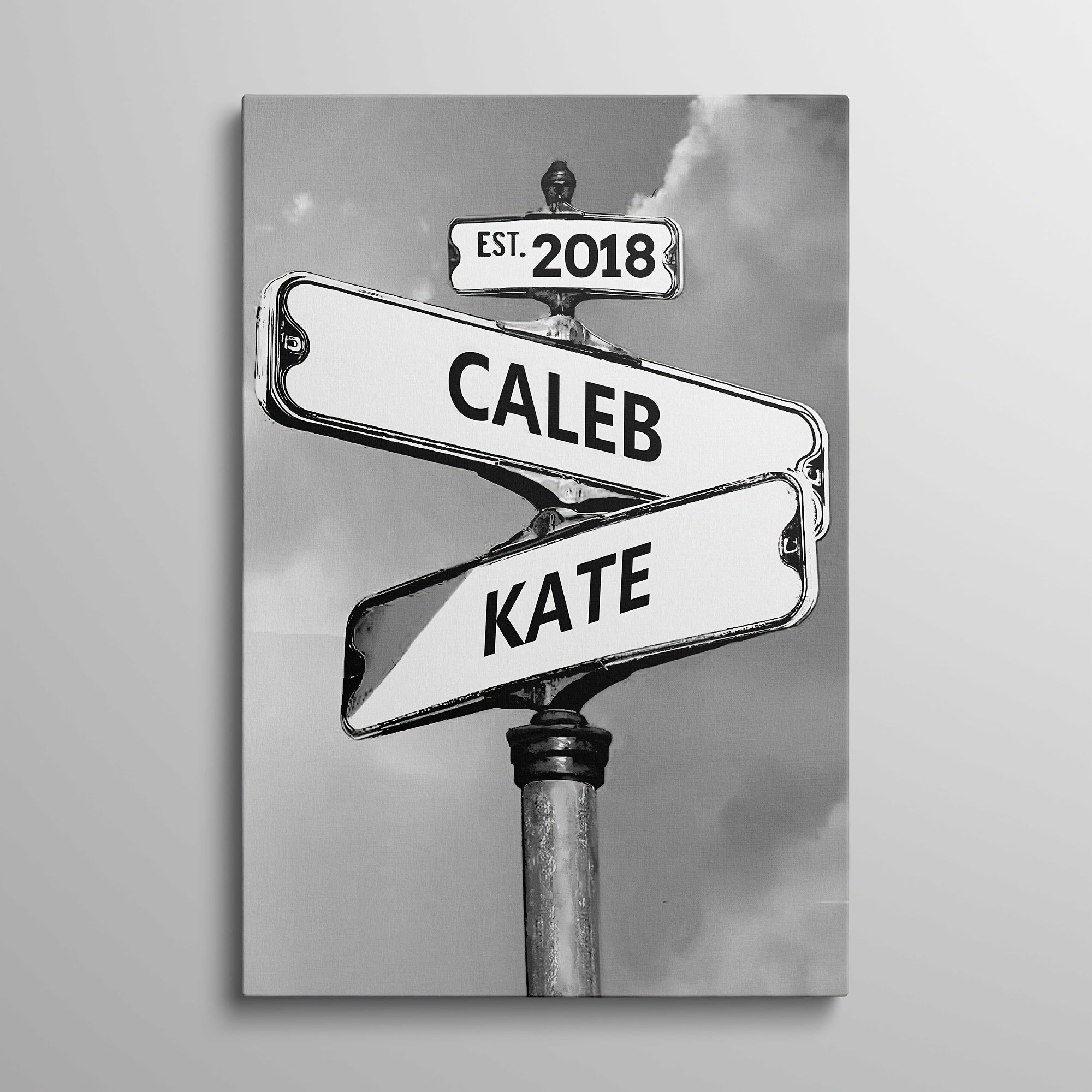 TEMU Custom Couple Street Sign Canvas Art - Personalized Names & Date, Vintage Style Wall Decor, Ideal For Anniversary, Wedding, Engagement | Perfect