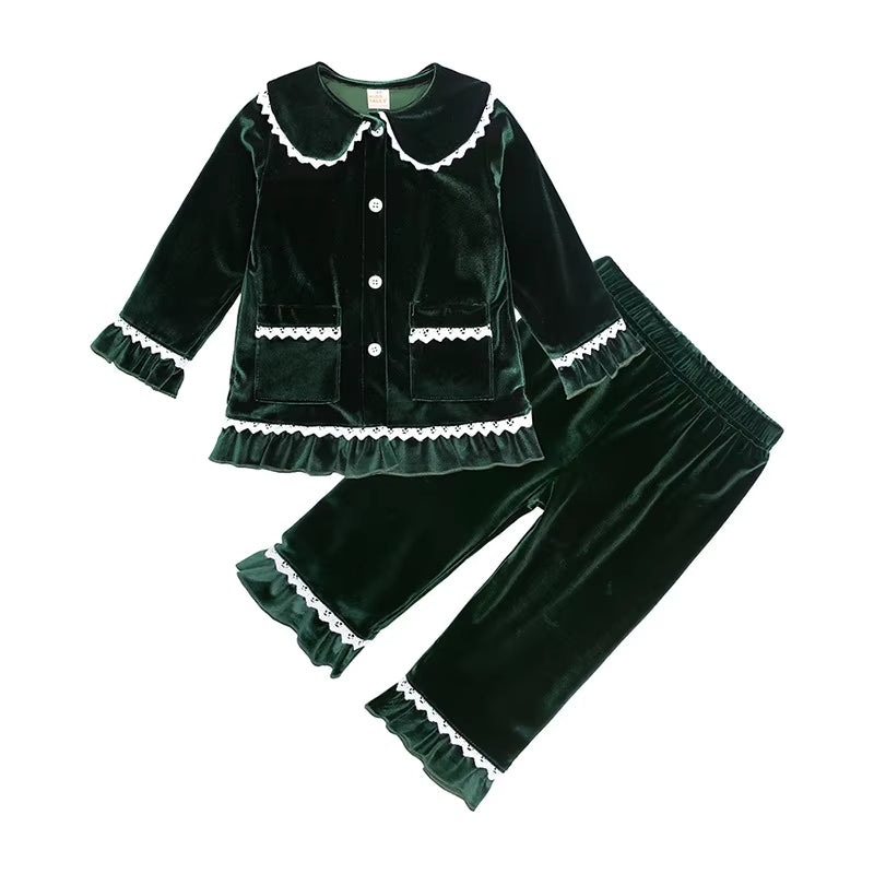 w143 Trendy Kids&#039; Gold Velvet Sleepwear for Comfortable Evening Wear