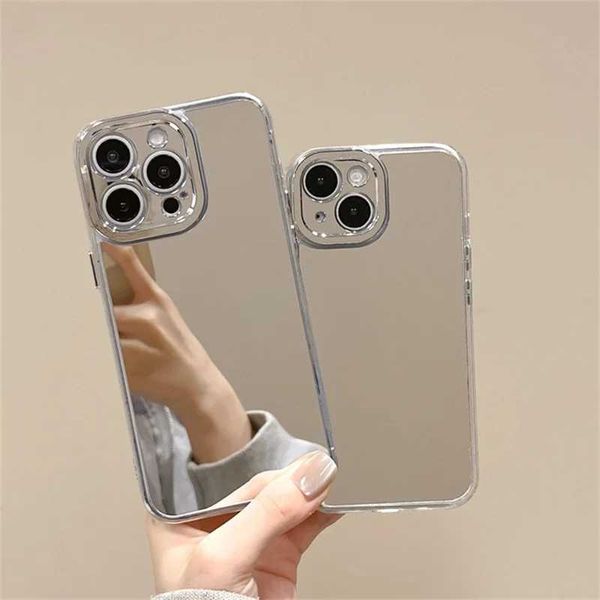 Luxury Case Luxury transparent hard mirror phone case suitable for iPhone 16 14 Pro Max 15 Plus 11 12 13 XR X XS shock-absorbing soft silico