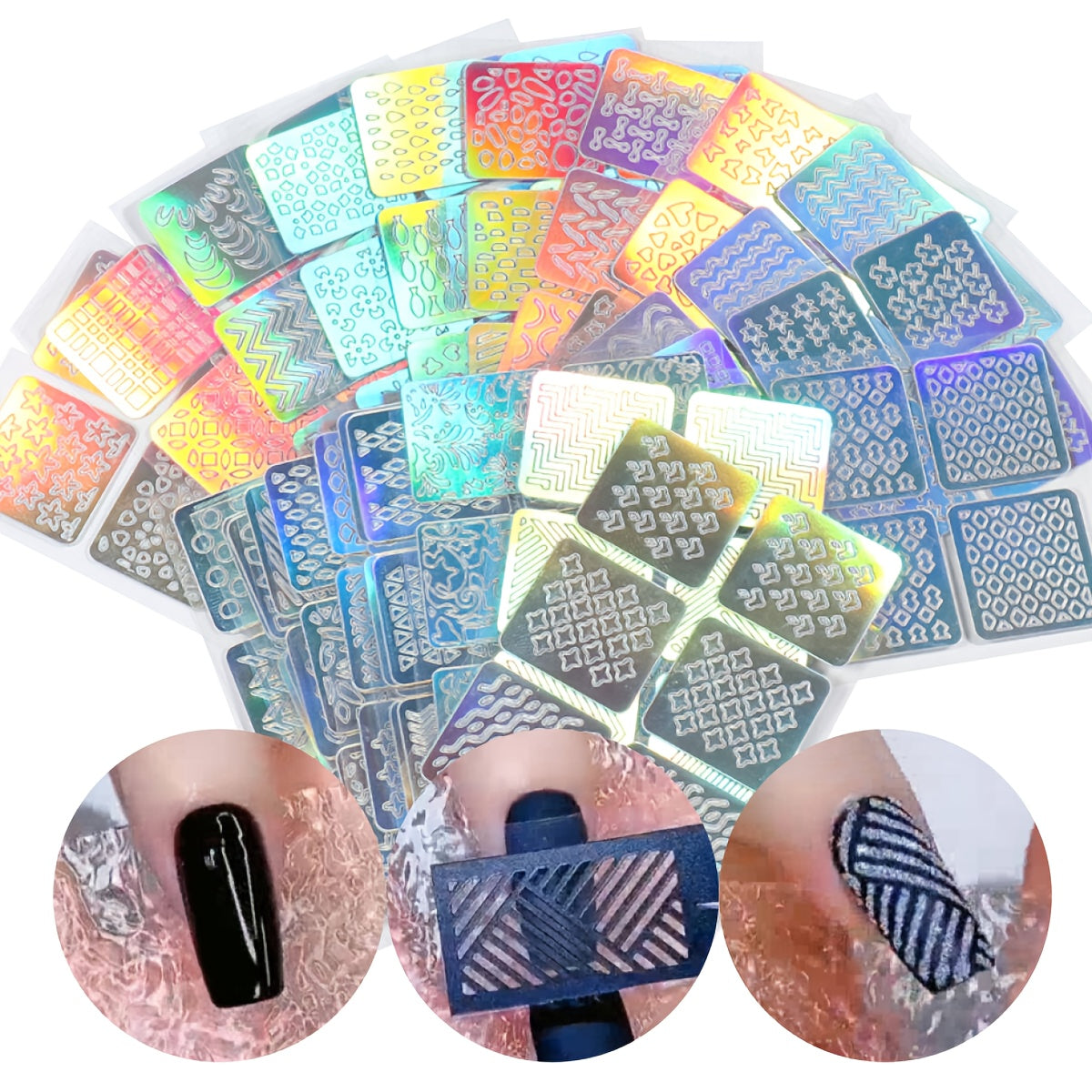 TEMU 24pcs Nail Vinyl Stencils Salon-quality Decals Star Glossy Finish Disposable For Perfect Nail Art Must-have For Fashion Enthusiasts Ideal